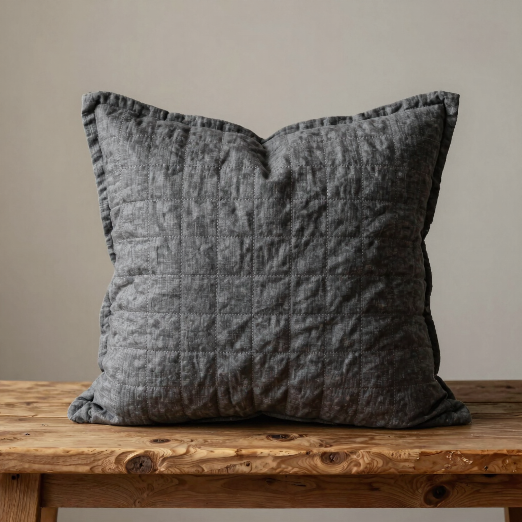 Charcoal Grid Quilted Sham