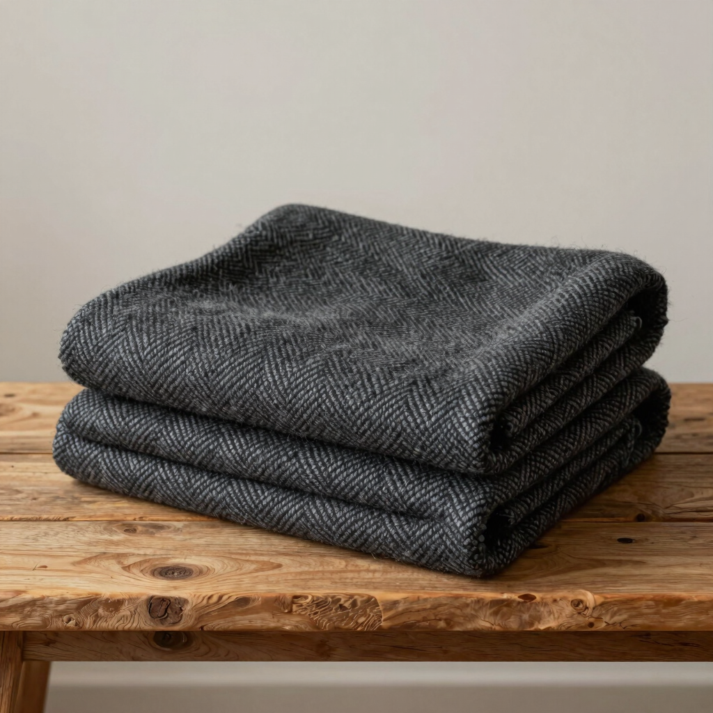Organic Wool Herringbone Throw