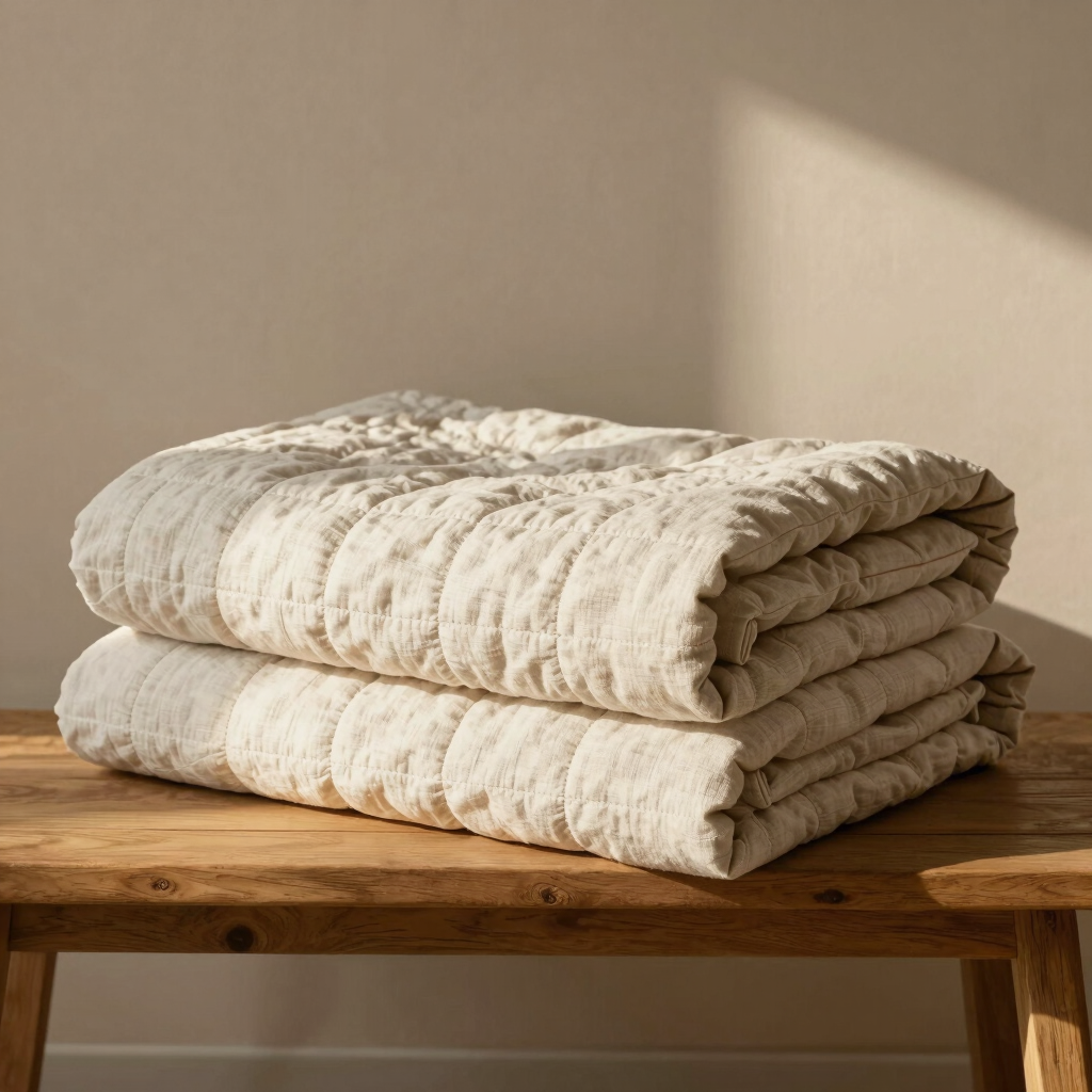 Quilted Linen Coverlet
