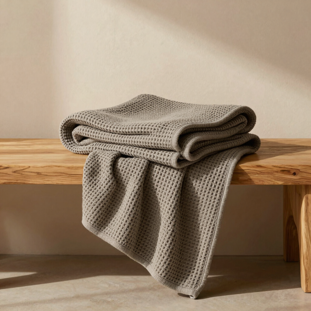 Waffle Knit Cotton Throw Blanket
