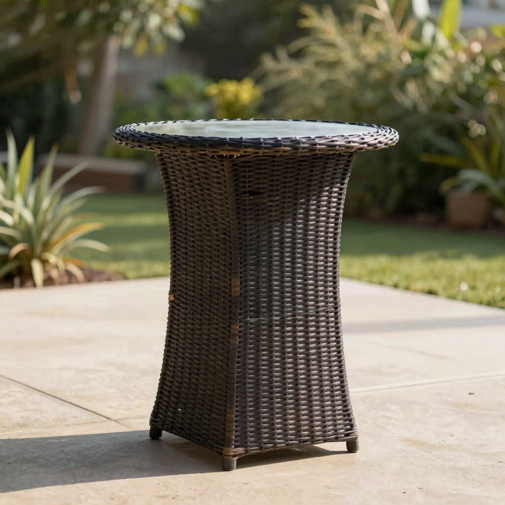 High-Top Wicker Bistro Bar Table