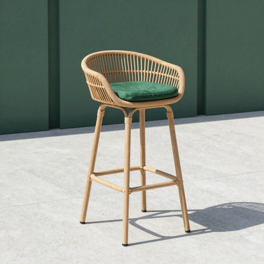 Grid Rattan Bar Stool
