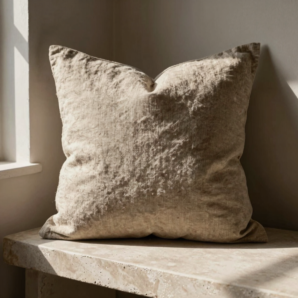 Raw Linen Throw Pillow