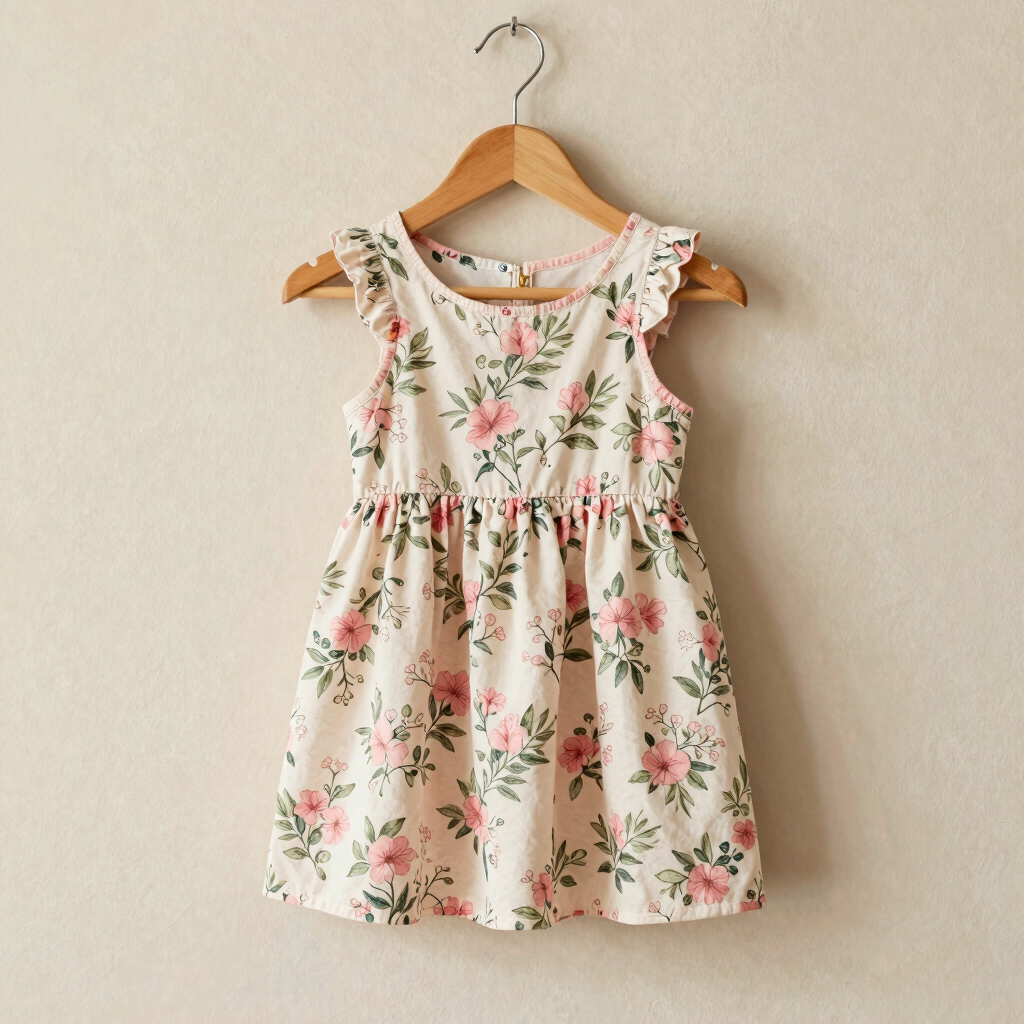 Floral Print Cotton Girls Dress