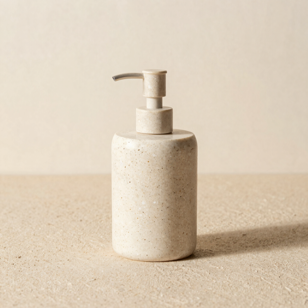 Carved Travertine Soap Dispenser