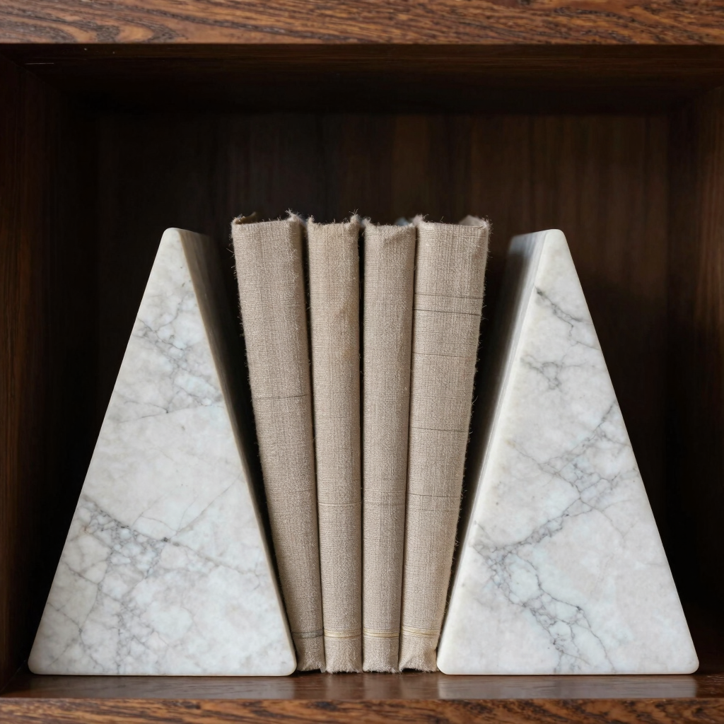Geometric Carrara Marble Bookends
