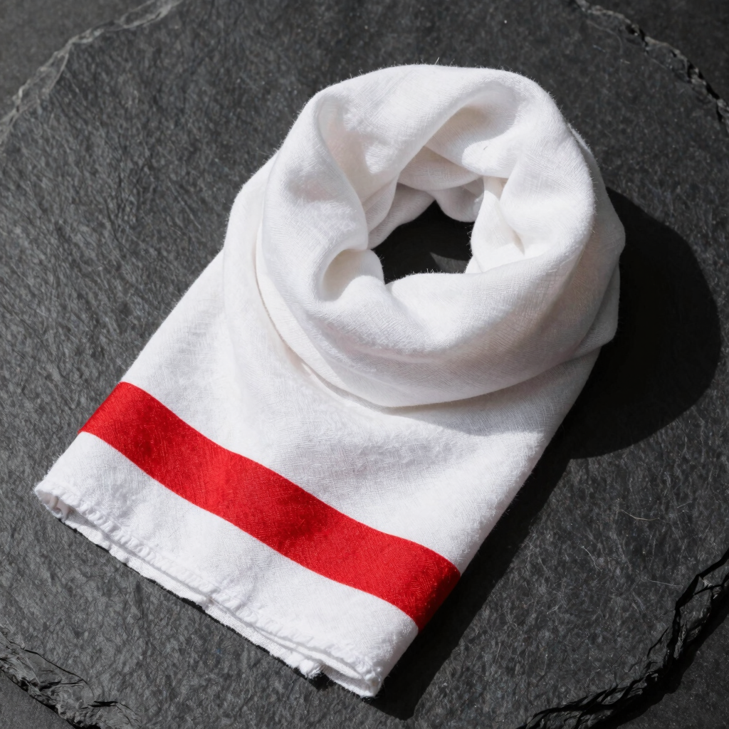 Crimson Line Linen Scarf