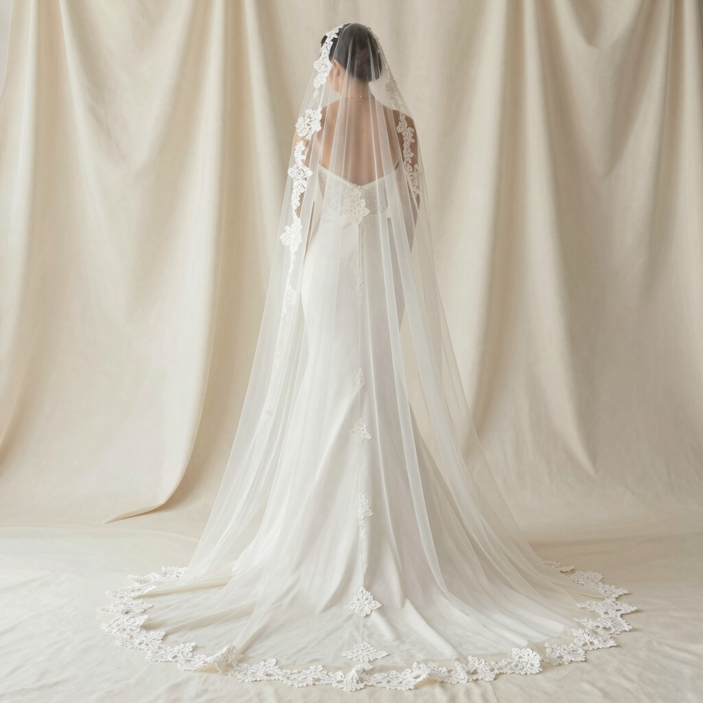 Cathedral-Length Lace Bridal Veil