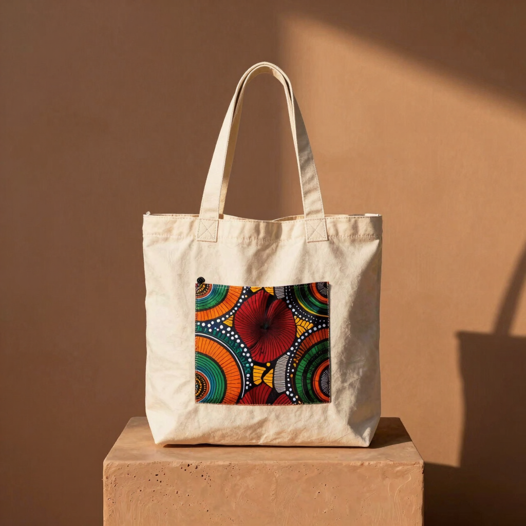 Kente Accent Canvas Tote
