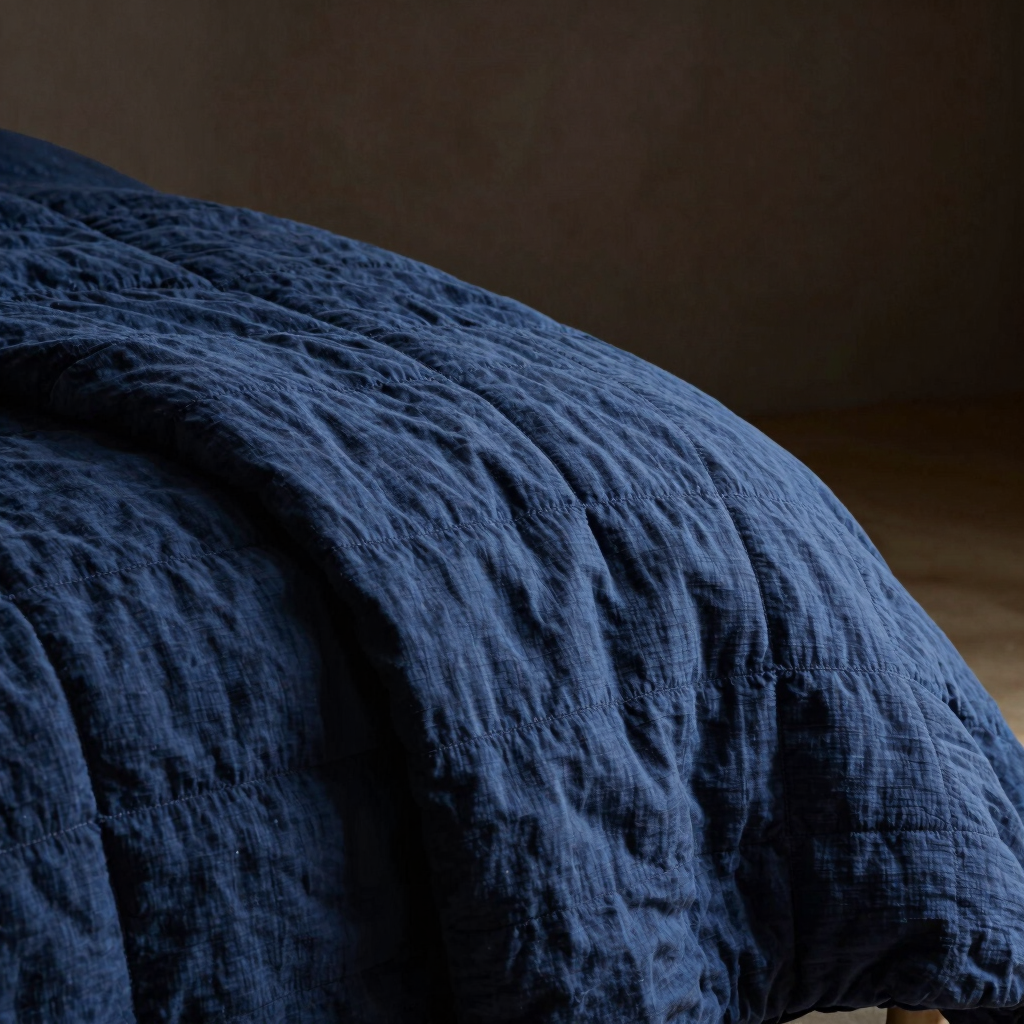 Natural Indigo Grid Quilt