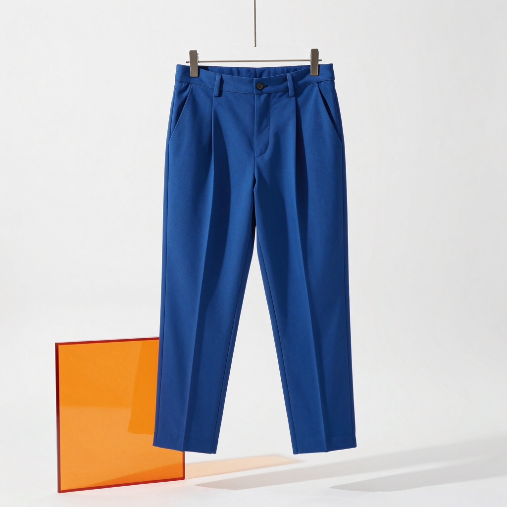 Cobalt Straight-Leg Pleated Trousers