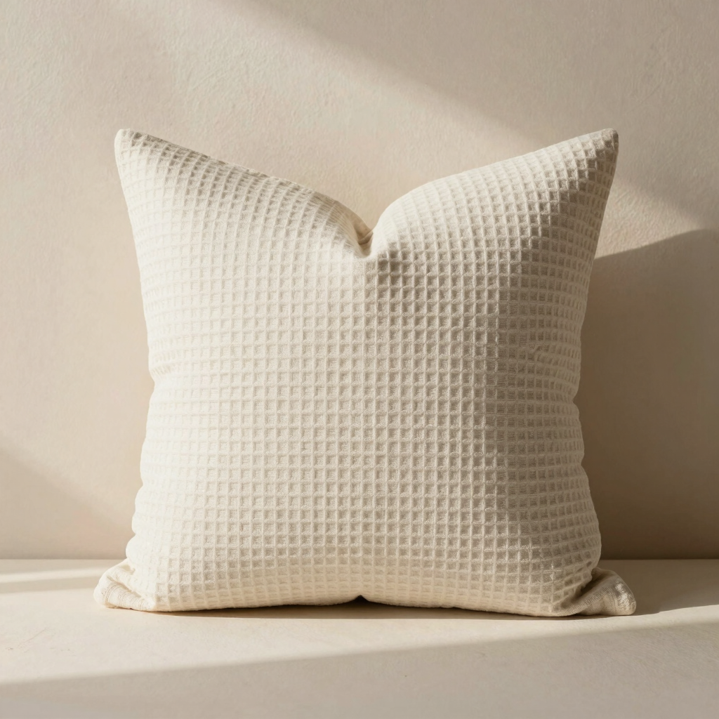 Bone Waffle Linen Pillow