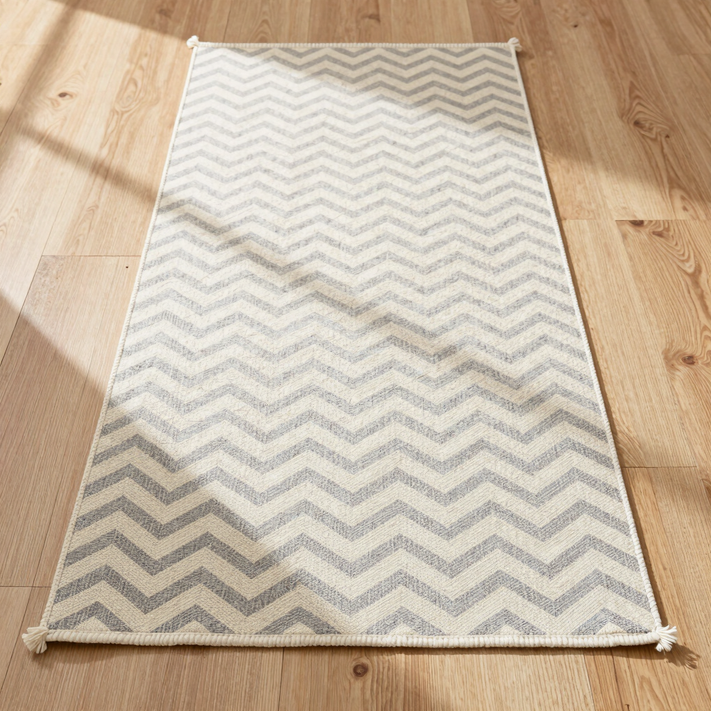 Chevron Cotton Runner with Latex Backing