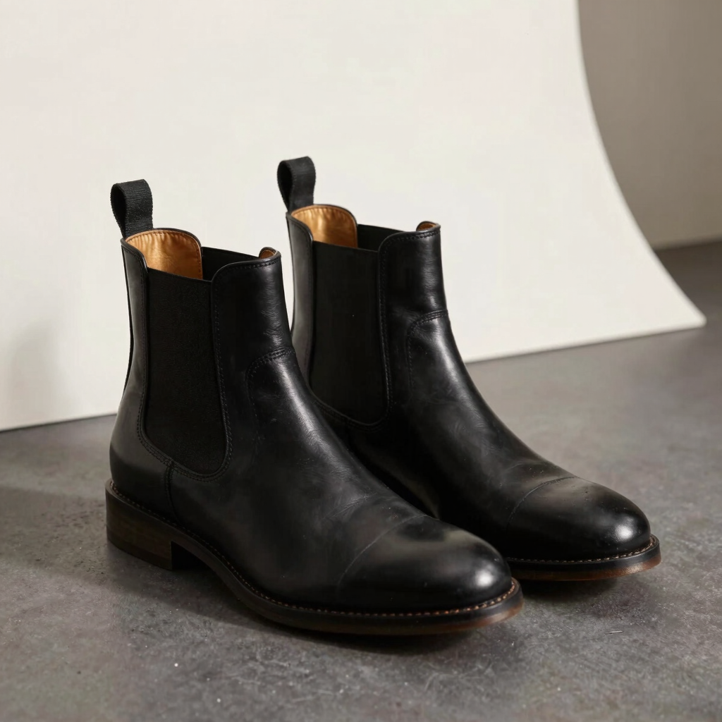 Chelsea Gold-Trim Leather Boots