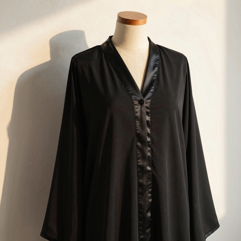 Satin-Trimmed Evening Abaya