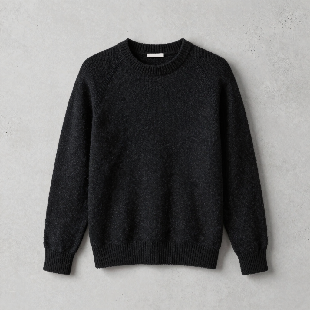 RAW EDGE SWEATER IN OBSIDIAN