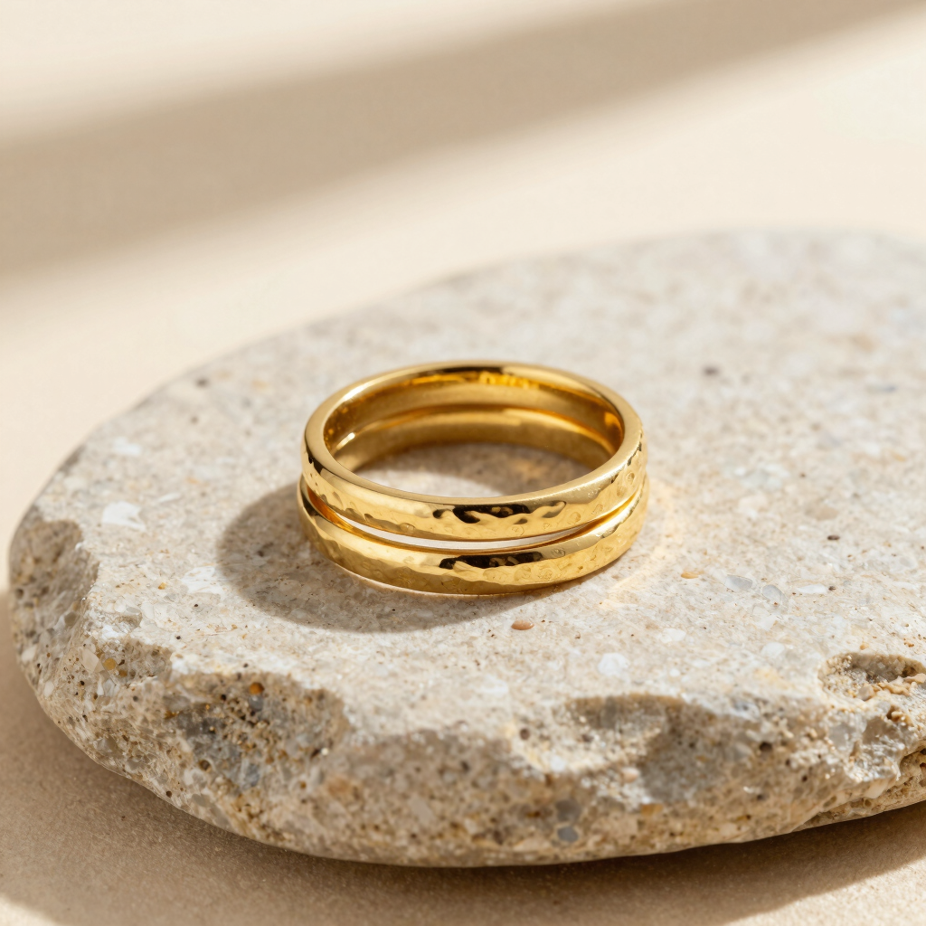 Elysian Hammered Gold Band Set