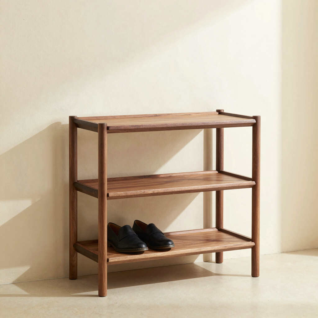 Atlas 3-Tier Walnut Shoe Rack
