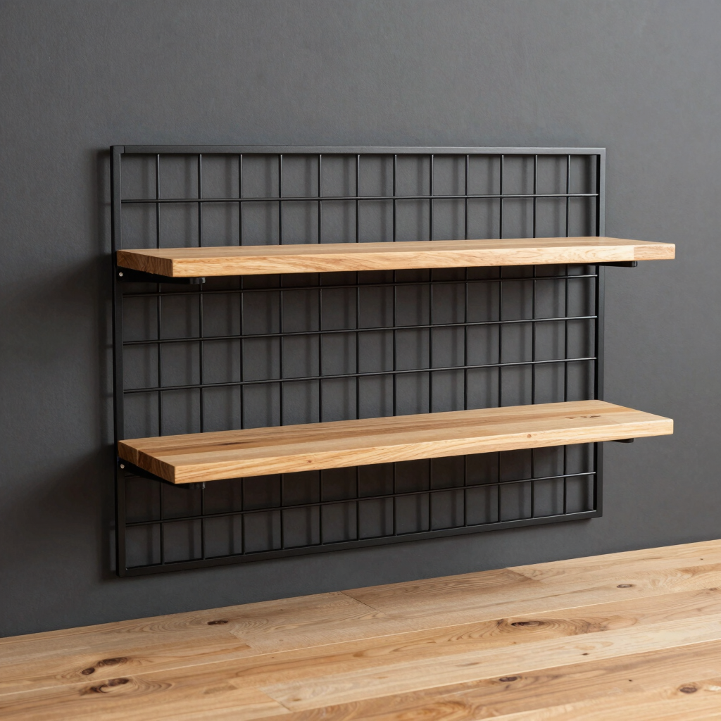 Modular Steel Grid Wall Shelf