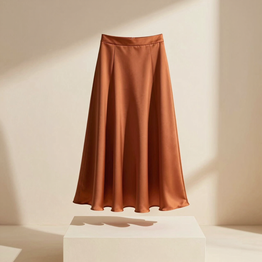 Jupe Plissée Satin Terracotta