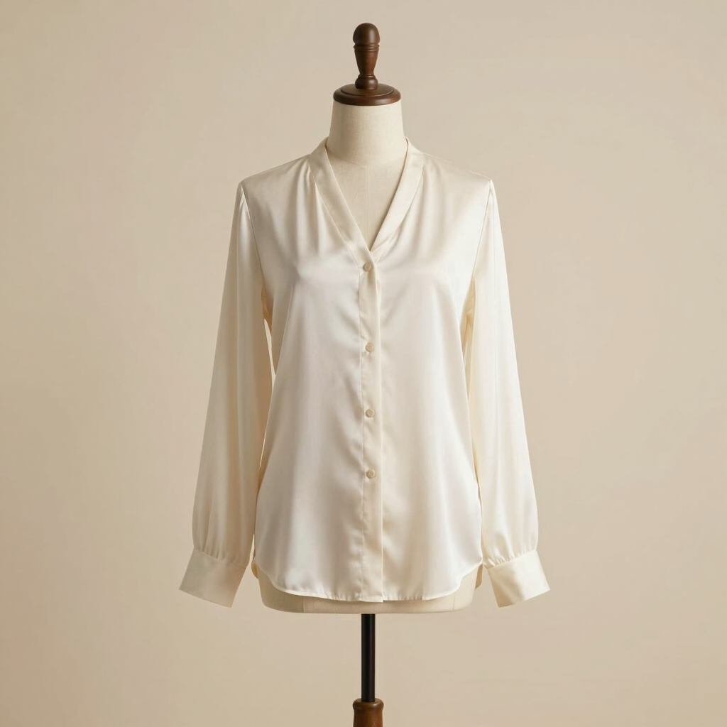 Chemise Fluide en Soie Écru