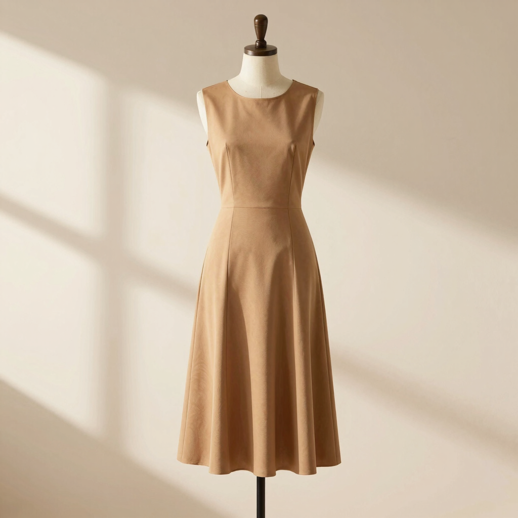 Robe Midi Minimaliste Camel