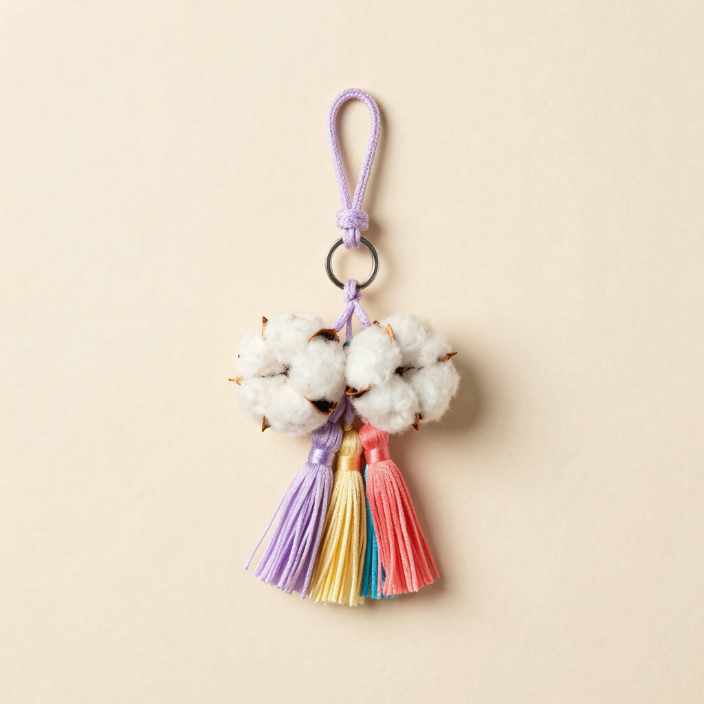Llavero Textil Flor Pompón