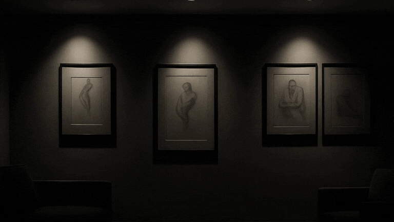 an abstract photo of a curved building with a blue sky in the background