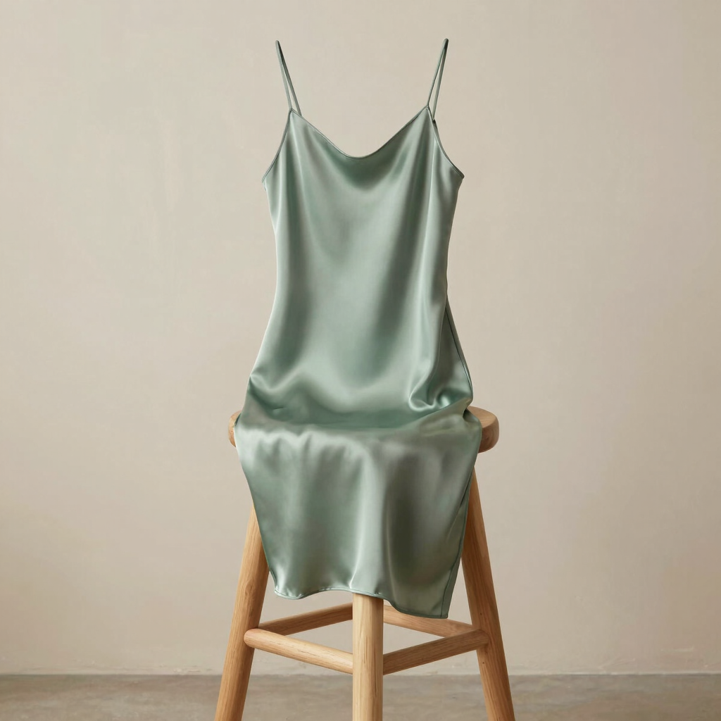 Sage Blossom Silk Slip Dress