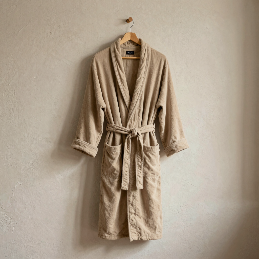 Earthy Sand-Washed Cotton Robe