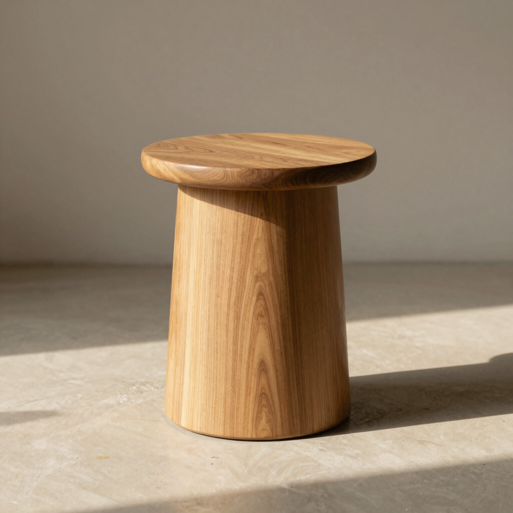 Raw Oak Column Side Table